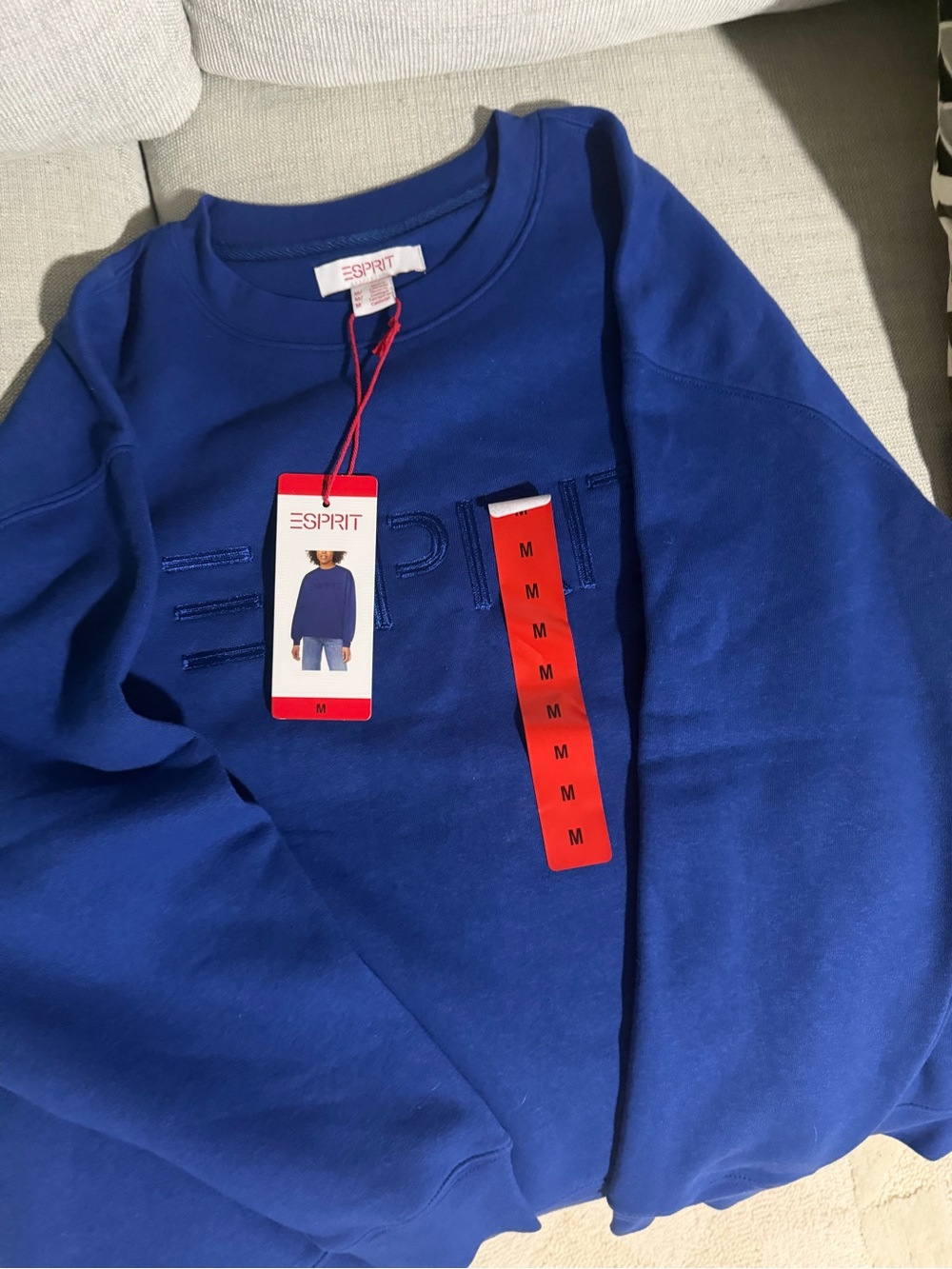 ESPRIT Royal Blue Embroidered Logo Sweatshirt sz M